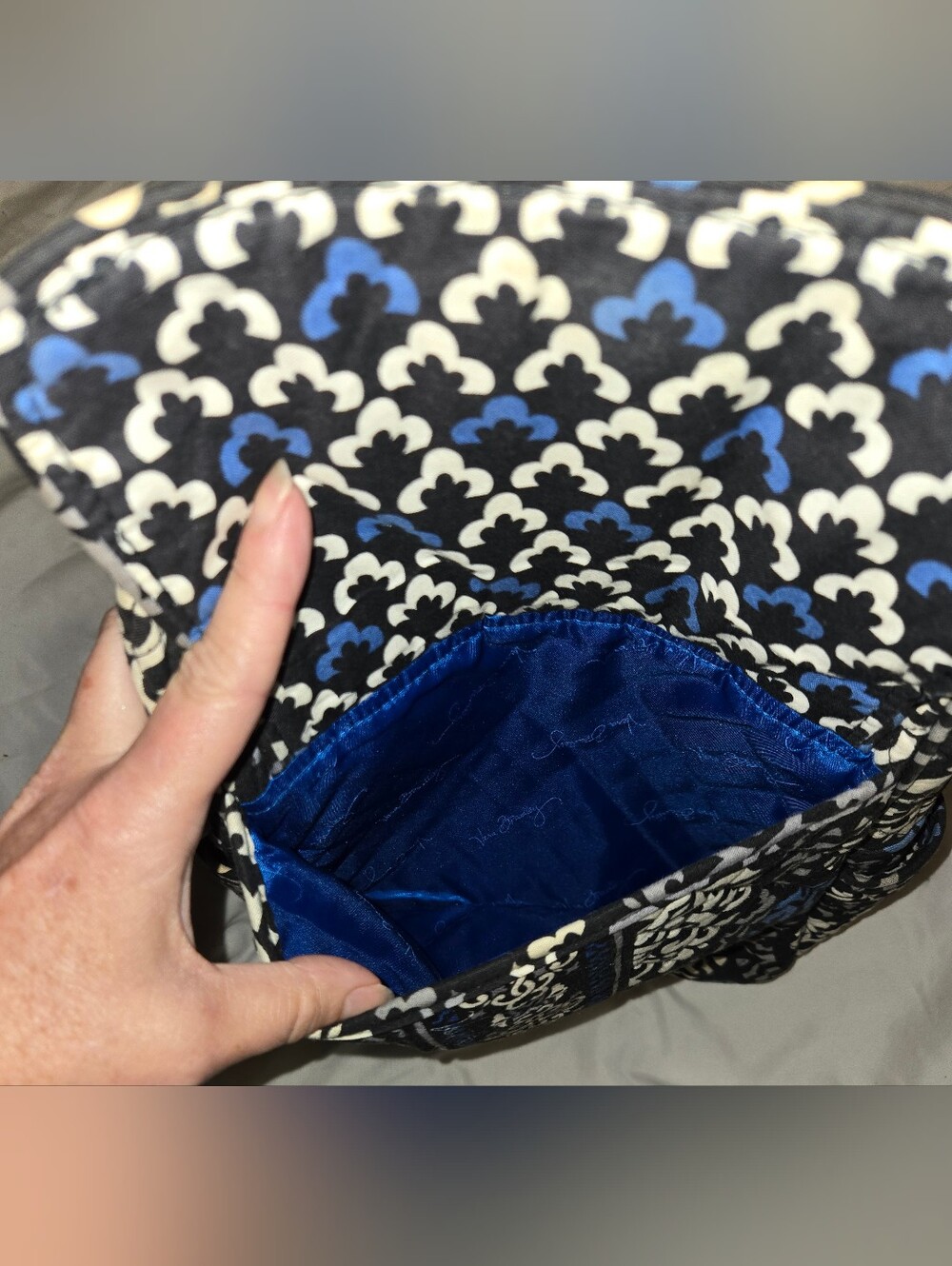 Vera Bradley Blue and Black Patterned Quilted Backpack - Picture 7 of 8